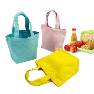 China Recycle and Safety Canvas Cotton Bag Custom Small Canvas Tote Bag Lunch Carry Cotton Handle Bag for sale