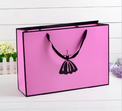 China Recyclable Fancy Custom Printed Pink Color Luxury Machine Making Craft Paper Gift Bag for sale