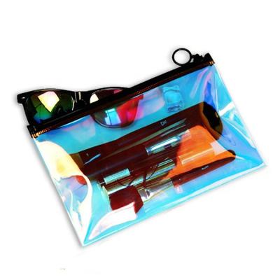 China Recyclable PVC Zipper Pouch Custom Printing Holographic Cosmetics Bag for sale