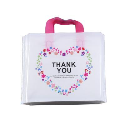 China Recyclable Promotion Printing Custom Logo Length Handle Plastic Shopping Bag For Clothes for sale