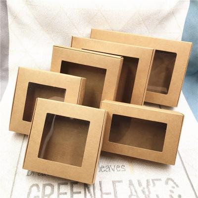 China Recyclable Kraft Paper Window Folding Paper Aircraft Box Gift Packaging Cake Candy Storage Box for sale