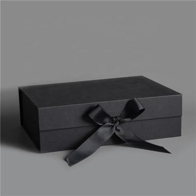 China Recyclable black folding gift paper box color logo folding flip magnet custom box for sale