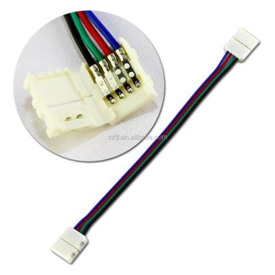 China For Led Strip SMD 5050 RGB LED Strip Wire Connector 10mm 4 Pin LED Strip Connector With Cable for sale