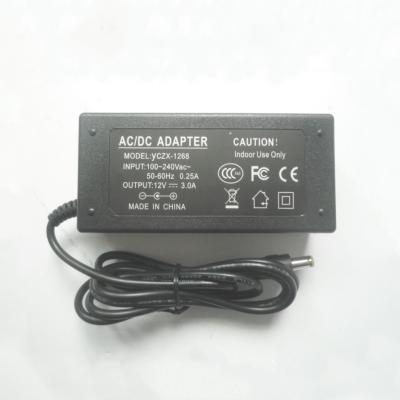 China Charger Plug AC DC 36 Watt Adapter Output 12V 3Amp Power Desktop Adapter With Jack Plug 115*50*30mm for sale