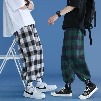 China 2021 New Men's Anti-Wrinkle Hip Hop Wholesale Plaid Cotton Slim Fit Wide Leg Men's Pants for sale