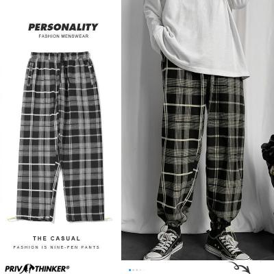 China New Anti-wrinkle Dropshipping fashion men custom printing mens plaid pants check pants super soft mens trousers for sale