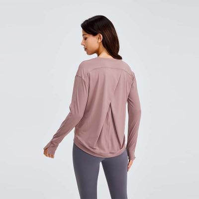 China Breathable High Quality Fitness Yoga Wear Custom Women Shirt Long Sleeve HOPEUP for sale