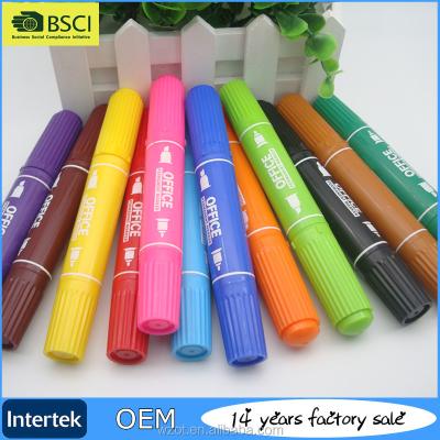 China OT-12 Colors PP Marker Pen Tip School Supplies Stationery Marker Pens High Quality Non-Toxic Permanent Dual Headed Marker for sale