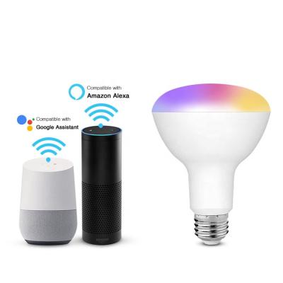 China Tuya Alexa Amazon Smart Wifi Color 9 Watt BR30 E26/E27 9W Residential Colorful Lamp 2021 Auto Light Bulb for sale