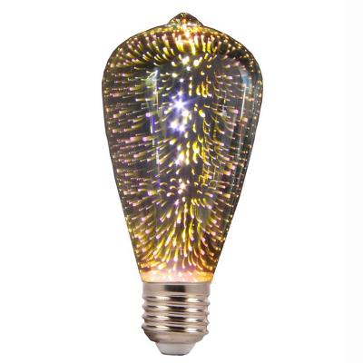 China ST64 3D Residential Decoration LED Bulbs Glow Color Bubble Fireworks Effect Vintage Light 3W 110V 220V for sale