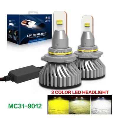 China Automotive Led Headlight 9012 Car MC31 3 Colors Led Headlight 20000 Lumen 9012 Auto Bulbs Car Led Headlight for sale