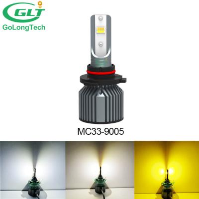 China Brightest Car Auto Led Headlight MC33 10000LM 72W auto bulbhigh 6500K 4300K ​​3000K 9005 csp 9005 tricolor car light led headlight new 2021 for sale