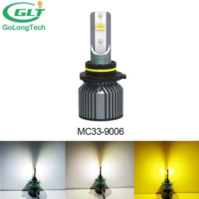 China Brightest led headlight 6500K 4300K ​​3000K 9006 high csp 9006 automotive led headlight tricolor bulb MC33 10000LM 72W led headlight new 2021 for sale