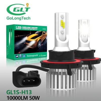 China Golongtech GL1S 10000LM 50W Faros Auto Led Headlight Canbus Auto Light F-3 Car Headlight Bulbs H13 Led for sale