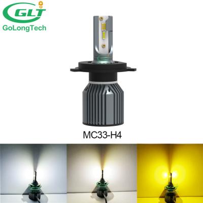 China Brightest 6500K 4300K ​​3000K H4 Automobile Led Headlight Tricolor Bulb MC33 10000LM 72W Auto Bulb High csp H4 Led Headlight New 2021 for sale