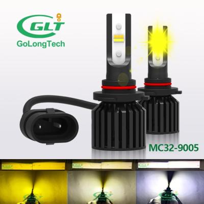 China MC32 10000LM 72W Automotive Led Headlight MC32 10000LM 72W Auto Tricolor High Light Brightest Car Tricolor High Light csp hb3 9005 led headlight 2021 new for sale