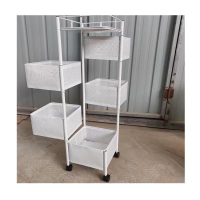 China Morden Low Cost 5 Tier Rolling Cart Kitchen Living Room Storage Utility Shelves Rack for sale