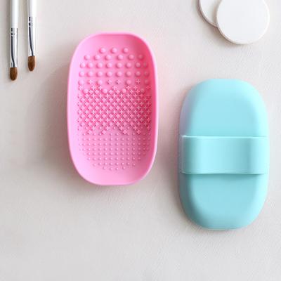 China For Home Use Silicone Makeup Brush Cleaner Mat Washing Tools Cosmetic Make Brushes Rectangle Pad Scrubber Board for sale