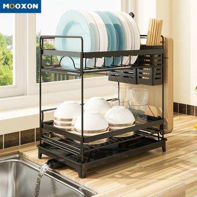 China Sustainable 2 Tier Dish Drying Bowl Rack Storage Rack Kitchen Utensils Shelf for sale