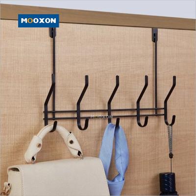 China Viable Home Bedroom Accessories Metal Garment Racks Organizers Storage Coat Clothes Over The Door Hook Hanger Black Clothing Rack for sale