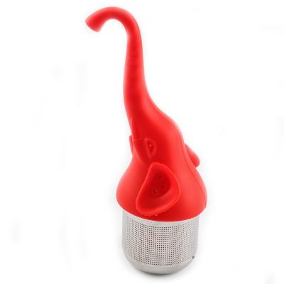 China Creative Factory Viable Stain Leak Silicone Elephant Style Fun Tea Filter Set Accessories Filter Stainless Steel Tea Leak for sale