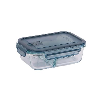 China New Type Microwavable Hot Sale High Top Borosilicate Airtight Place Glass Lunch Box Food Container for sale