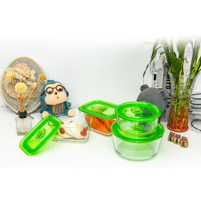 China Viable Lots Of Hot Selling Airtight Microwave Oven Safe Square Vacuum Food Container Glass Set for sale