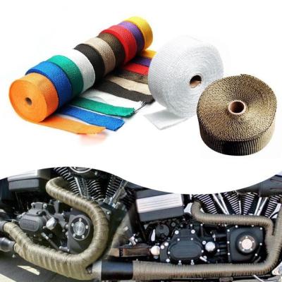 China 2" x 50FT Titanium Exhaust Heat Wrap Roll For Motorcycle Fiberglass Heat Shield Tape With Stainless Links 2& quot; *50FT for sale