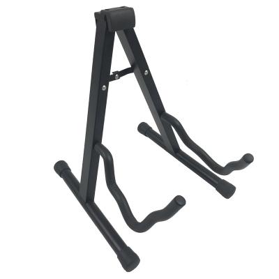 China Black Portable Foldable Single Guitar Display Floor Guitar Stand For Acoustic Electric Musical Instrument for sale