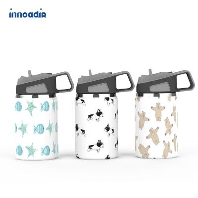 China Cute Viable Outdoor Sports Sublimation Blank Stainless Steel Cartoon Sipper Bottle With Lids For Kids Children Custom Water Bottle for sale