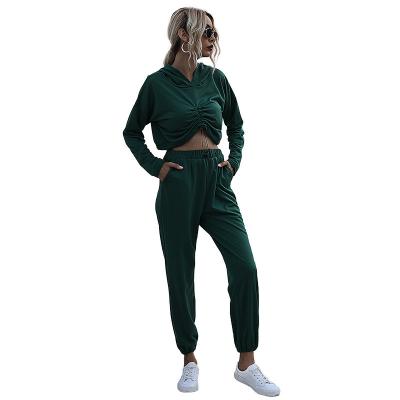 China Viable Fashion Female Casual Drawstring Pants Set Autumn Two Piece Suit Long Sleeve Hoodie Set for sale