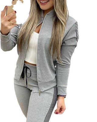 China New Style Viable Sports Long Leisure Zipper Sweat Suit Women Zipper Sweat Set Woman Quilting Jogger Set for sale