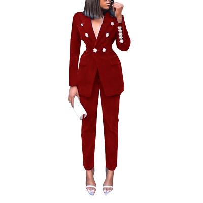 China Anti-pilling Two Pieces Elegant Women's Suits Pant Office Sets Ladies Office Blazer Long Pant Suits Tuxedo for sale