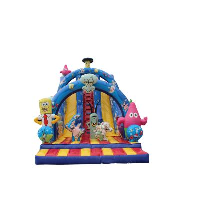 China Commercial grade 0.55mm (factory outlet 1000D 0.55mm PVC tarpaulin inflatable safety bouncy castle slide for sale