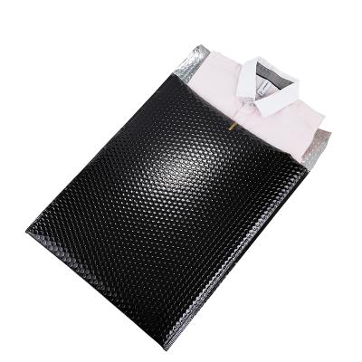 China Glossy Black Poly Packets 150*150+40mm Eco-Friendly Shipping Mailer Metallic Bubble Wrap Envelope Postage Mailing Bags for sale