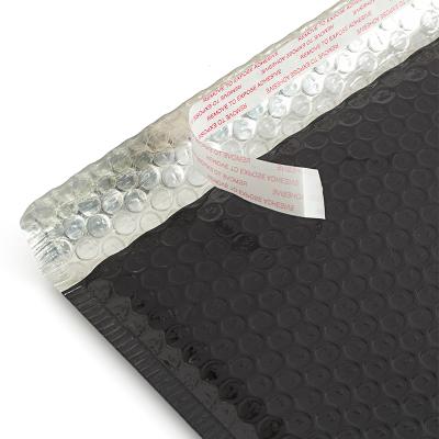 China Factory Quality Glossy Black Metallic Bubble Mailer Air Bubble Padded Envelope Custom Mailing Bag 180*280+40mm for sale