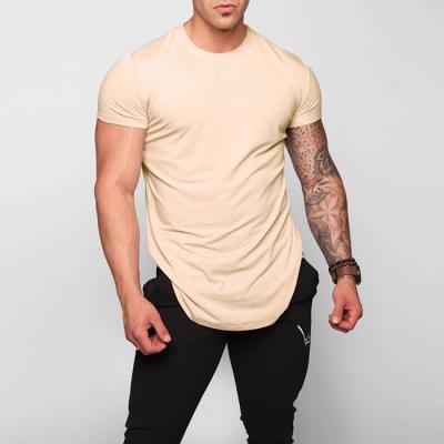 China Anti-wrinkle summer gym solid-color men's sports slim running training t-shirt for sale