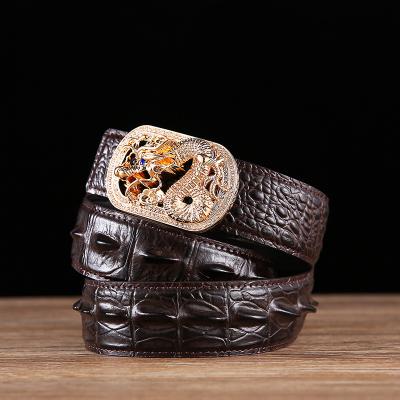 China Hot Sales Style Zinc Alloy Crocodile Logo Dragon Cow Skin 3.8cm Leather Belts for sale