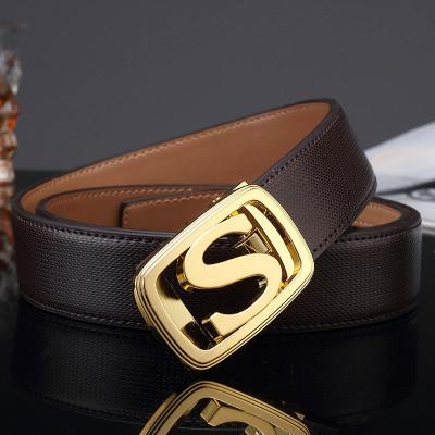 China Cowhide 3.5cm width S letter buckle automatic belts for men, custom made belts for men for sale