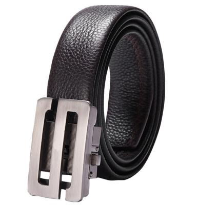 China Cowhide 3.5cm Width Brushed Auto Letter S Old Silver Buckle Genuine Leather Belt for sale