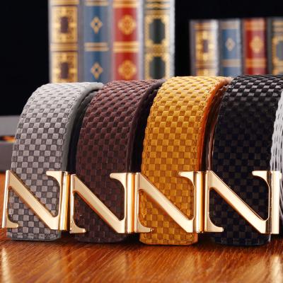 China Hot sale high quality Z men's genuine leather belts cowhide 3.8cm width cowhide letter logo western metal buckle for sale