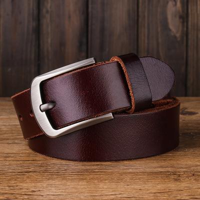 China Classic Men's Pin Pin Width Skin 3.8cm Cowhide Buckle Zinc Alloy Men Belt Genuine Leather for sale