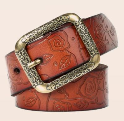 China 3.2cm and 3.6cm alloy class pin buckle hotstamp cowhide second class real leather belts for sale