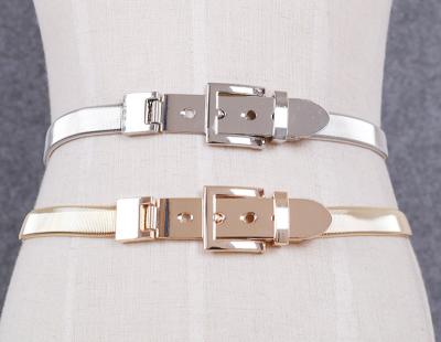 China 1.0cm width metal spring fancy fashionable belts, pin buckle belts, custom metal stretch belts for sale