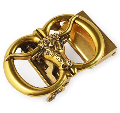 China Bull Logo Zinc Alloy 35mm Good Quality Automatic Head Two D Connecting Automatic Belt Buckle for sale