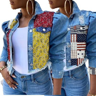 China 2021 Autumn Reversible Washing Hole Wholesale Reversible Hole Denim Short Female Slim Fit Denim Jacket Women 2021 for sale