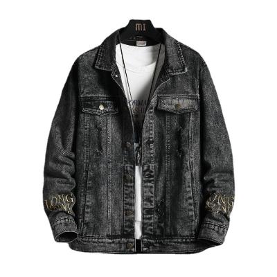 China 2021 New Style Viable Casual Denim Motorcycle Jacket Plus Size Washed Button Winter Denim Jacket Men for sale