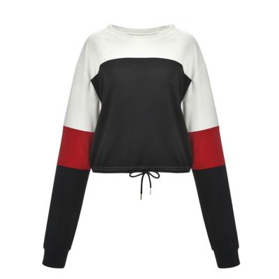 China Wholesale Women Anti Shrink Crewneck Cropped Top Color Block Sweatshirt for sale