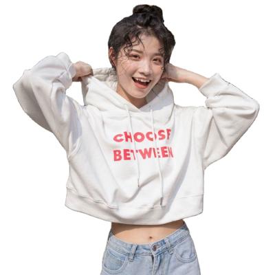 China QUICK DRY Women Loose Crop Top Embroidered Crop Pullover Hoodie for sale