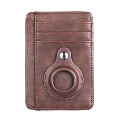 China Apple Tracker Case Airtag Locator Card Holder Leather Slim Wallet for sale